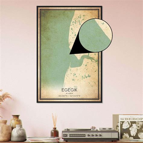 Vintage Egegik Alaska Map Poster, Egegik AK City Road Wall Art Print - Custom Maps & Posters