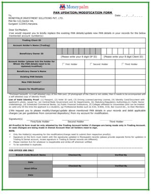 Fillable Online moneypalm PAN Updation Modification Form - Moneypalm ...