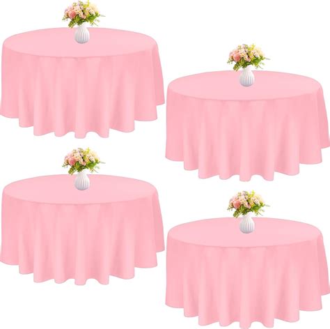 Amazon.com: JALANCY 4 Pack Round Tablecloth 90 Inch Polyester Washable ...