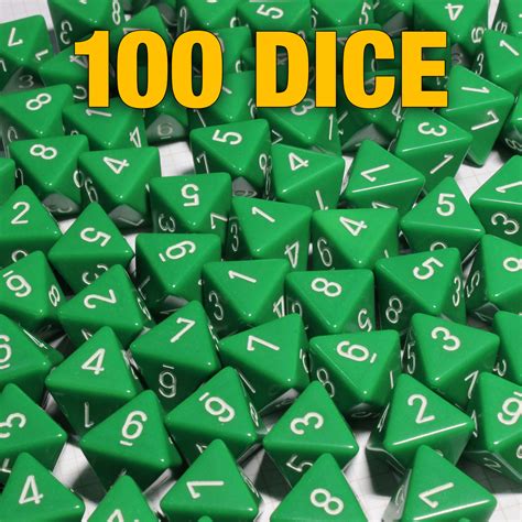 Set of 100 8-sided Opaque Green Dice | Dice Game Depot