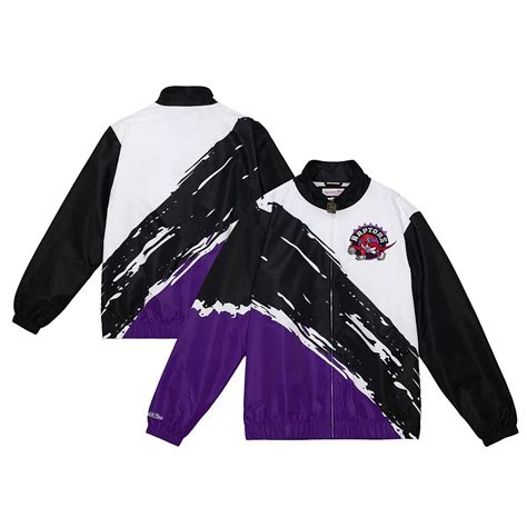 Men's Mitchell & Ness White Toronto Raptors Paintbrush Full-Zip ...
