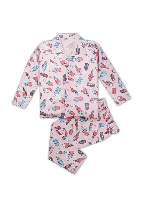 Get Multi Ice Cream Printed Pink Nightsuit Set at ₹ 799 | LBB Shop