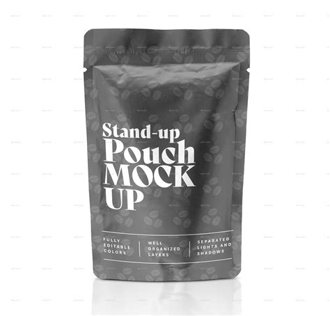 Stand up Pouch Bag Mockup For Coffee Package PSD Template, Graphics