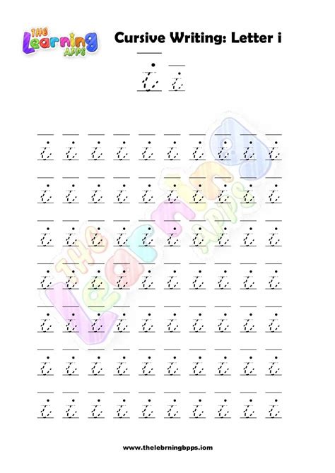 Free Printable Cursive Letter I Writing Grade 1 Worksheets