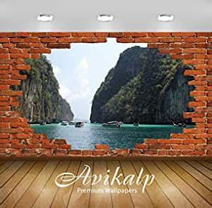 Avikalp Exclusive 3DAZP2683 Phi Phi Islands Nature Red Brick HD 3D ...