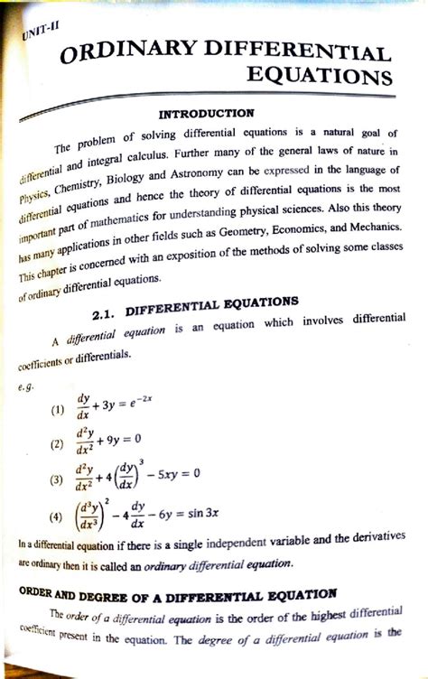 Ordinary Differential Equations (ODE) - Introduction and Methods - Studocu