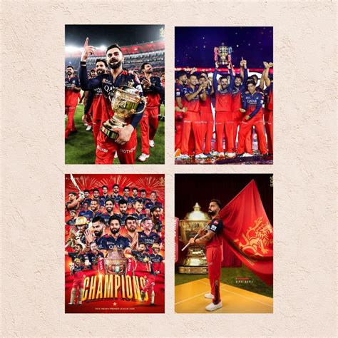 Virat Kohli x RCB Poster Set | Set of 4 | With Adhesive | – Candid Apricot