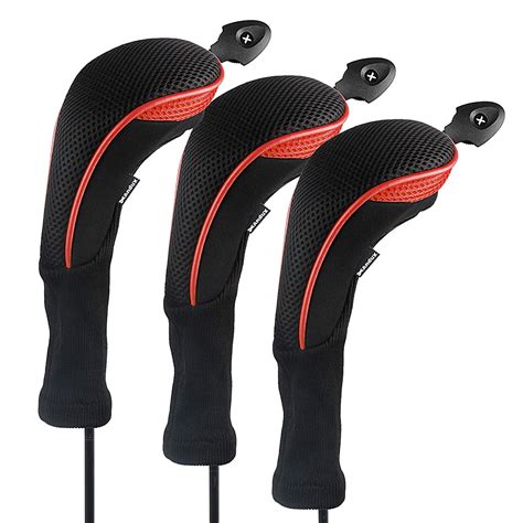 Andux 3 Pack Long Neck Golf Hybrid Club Head Covers Interchangeable No ...
