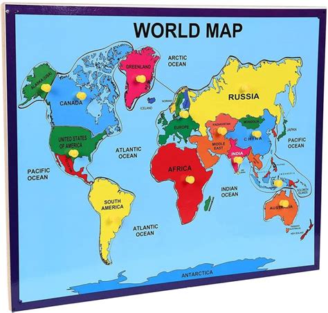 jaraglobal Wooden World Map Puzzles Educational Games for Kids, Puzzles ...