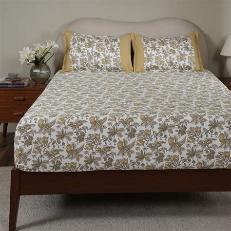 Buy MASPAR Sensory Bloom Cotton 200TC Printed 3Pcs King Fitted Bedsheet ...