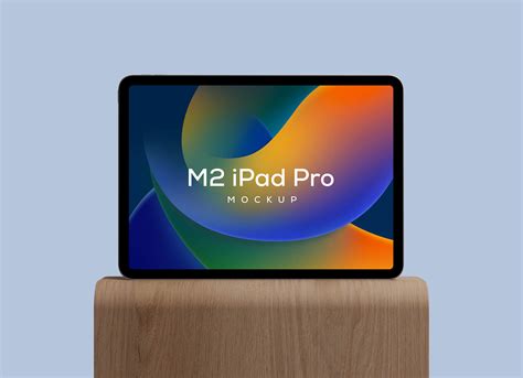 Free Wooden Stand M2 iPad Pro Mockup PSD - Good Mockups