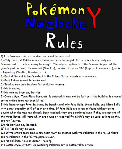 Pokemon Y Nuzlocke Rules — Weasyl