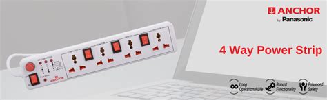 Anchor Electricals Pvt Ltd 4 Way Power Strip with Individual Switch ...