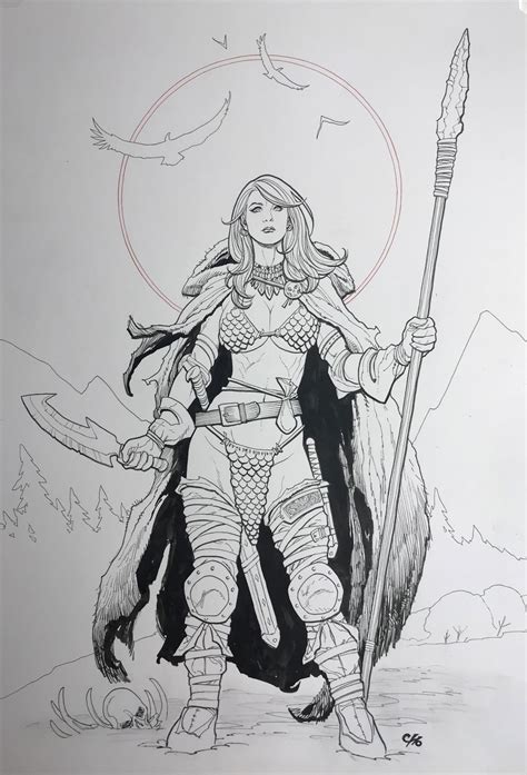 Red Sonja, in david rollem's frank cho Comic Art Gallery Room