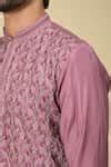Buy Purple Viscose, Silk Embroidery Tonal Vine Kurta For Men by Arihant ...