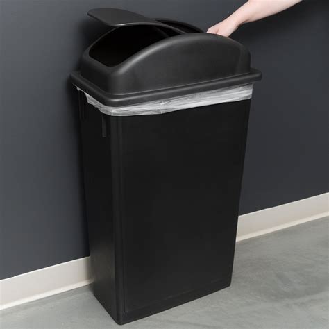 Lavex Janitorial 23 Gallon Black Slim Rectangular Trash Can with Swing ...