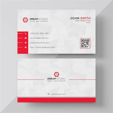 White business card with red details | Free PSD