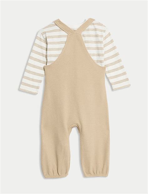 Buy 2pc Pure Cotton Dungaree Outfit (0 Mnths - 3 Yrs) at Marks & Spencer