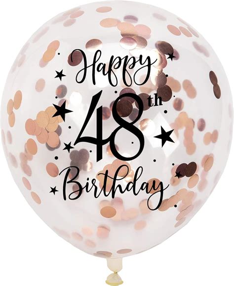 Buy Rose Gold 48th Confetti Latex Balloons, Woman Happy 48 Years ...