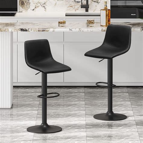 Buy DICTAC Leather Bar Stools Set of 4, Black Bar Chairs Set of 4 ...