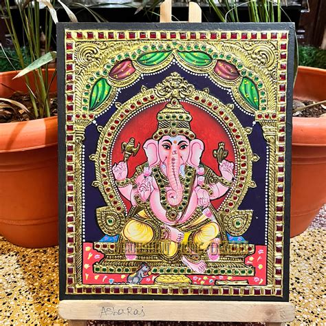 Vinayagar 12x15 Tanjore painting -1 board(15 days delivery time)withou ...