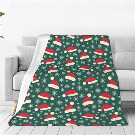 Fuzoiu Santa Hat Joy Green Festive Print Ultra-Soft Micro Fleece ...