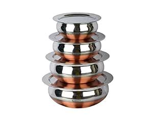 Buy Girgit Stainless Steel Copper Coated Serving Cookware Bowl Handis ...