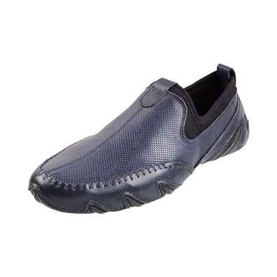 Buy Metro Men Blue/Navy Leather Loafer Shoes UK/5 EU/39 (71-8997) at ...