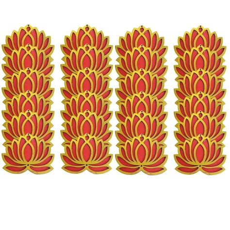 Gift Jaipur 24 Red Lotus Cutout 4 Inch Wooden Double MDF Cutout DIY ...