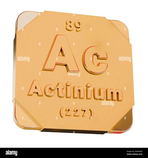 3D Golden Icon - Actinium (Ac) Element from Periodic Table Stock Photo - Alamy
