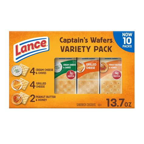 Lance Sandwich Crackers Captains Wafers Assortment Pack 10 Individual ...