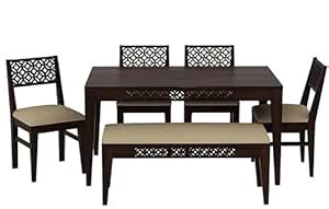 DRYLC Furniture Solid Sheesham Wood CNC Cutting Design One Dining Table ...
