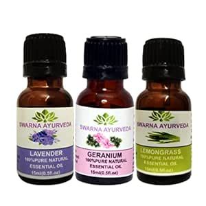 Swarna Ayurveda Essential oils( Lavender , Geranium , Lemongrass ) 15ML ...