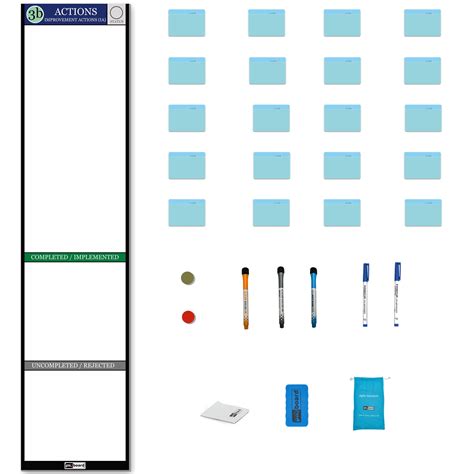 PMXboard Actions Board Set - 38"x8.8" Magnetic Kaizen Board with 20 ...