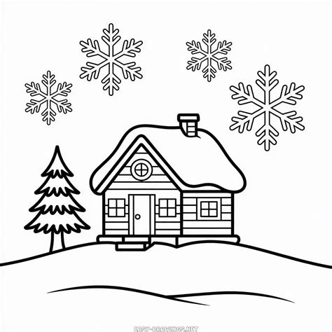 Winter Black and White Easy Drawing | Easy Drawings