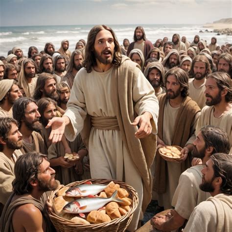 jesus feeding 5000 people fish and bread