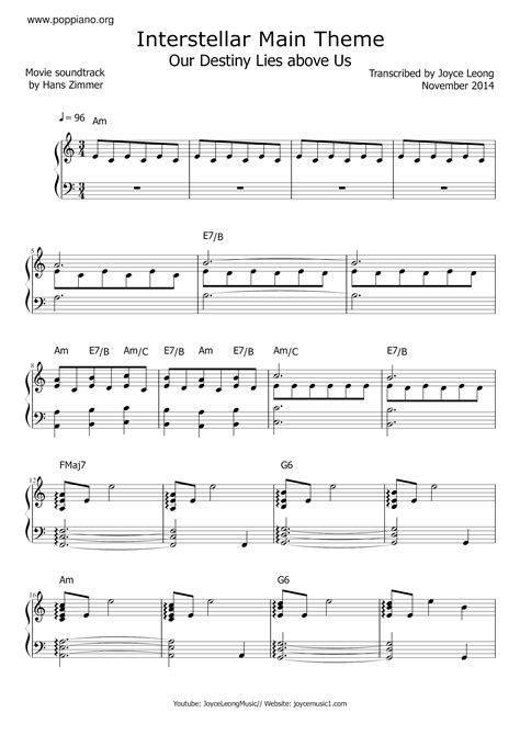 Interstellar Sheet Music at Ian Milligan blog