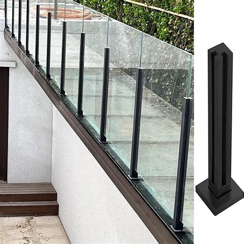 304 Stainless Steel Deck Platform Glass Balustrade Railing Post Black ...