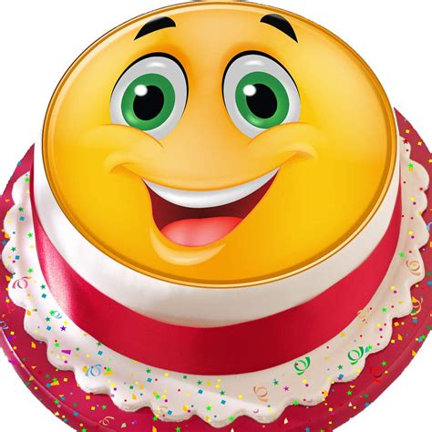 Buy Emoji Smiley FACE Birthday PRECUT Edible Icing Cake Topper ...