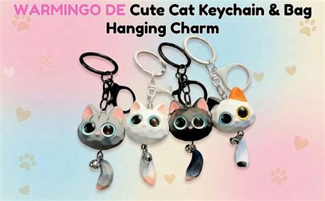 WARMINGO DE Cute Cat Keychain & Bag Charms for Girls | Cartoon Cat Bag ...