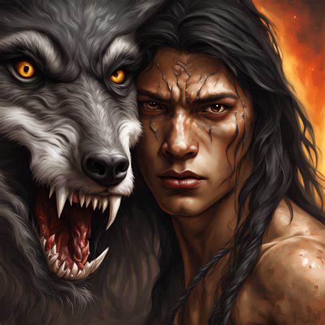 Native American teenager mid-transformation into a werewolf by Robert ...