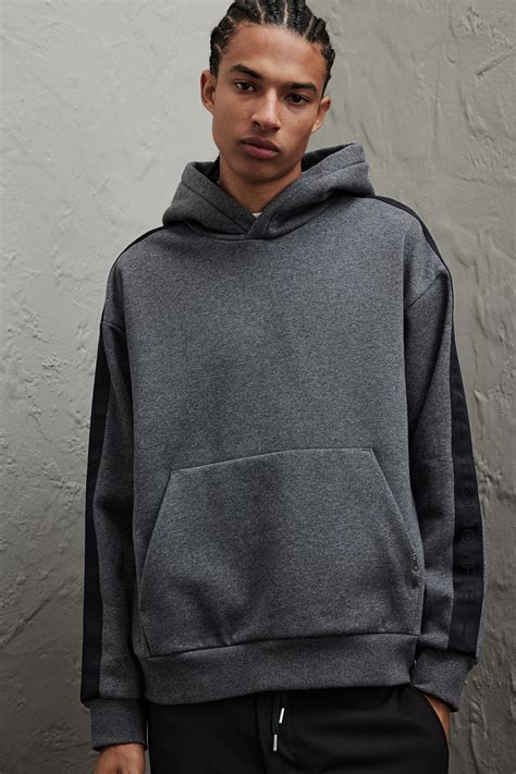 Men’s Dark gray Loose Fit Hoodie with Side Stripes | H&M CA