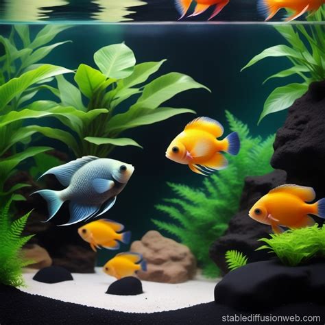 Vivid Tropical Aquarium Close-up | Stable Diffusion Online