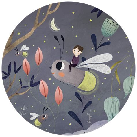Round wall mural Loske - Glow Worms - non self-adhesive/self-adhesive ...