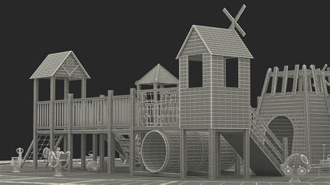 Wooden Playground with Children Playing 3D model | 3D Molier International