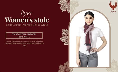 Buy Flyer Women's stole/scarf Colour- Maroon Red & White stylish 100% ...