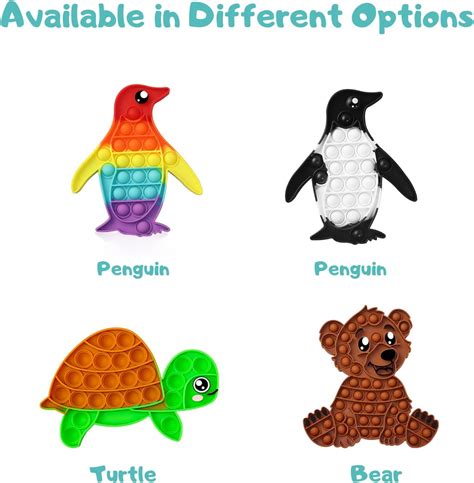 Buy Penguin Push Pop Bubble Fidget Toy, Silicone Animal Sensory Squeeze ...