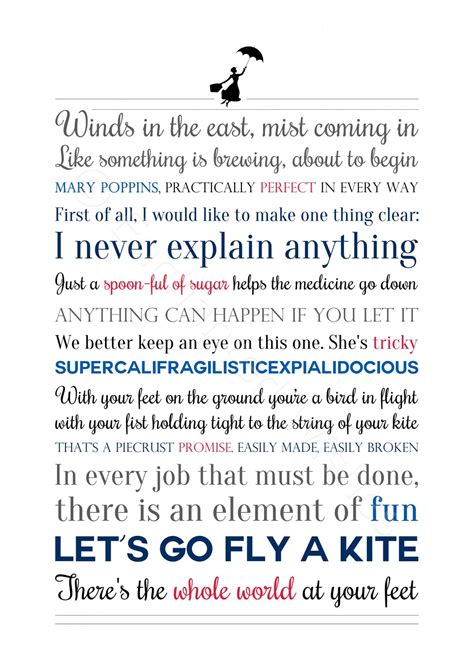Mary Poppins Quotes Print - Wall Art Printable Prints