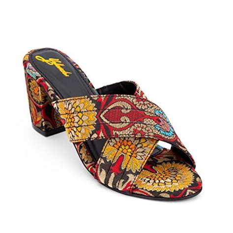 Buy YELLOWSOLES Women's and Girl's Fashion Brocade Heel Sandals (Black ...