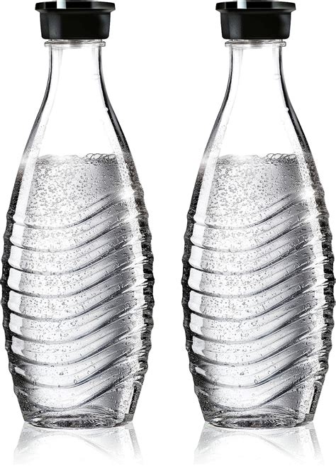 SodaStream Bottle Glass Carafe 2 Pack, 2 x 600ml Crystal Bottles fit Crystal Retro Drinks ...